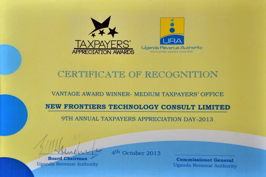   Tax Payers Appreciation  Award 2013
